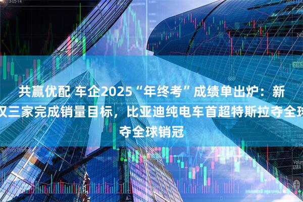 共赢优配 车企2025“年终考”成绩单出炉：新势力仅三家完成销量目标，比亚迪纯电车首超特斯拉夺全球销冠